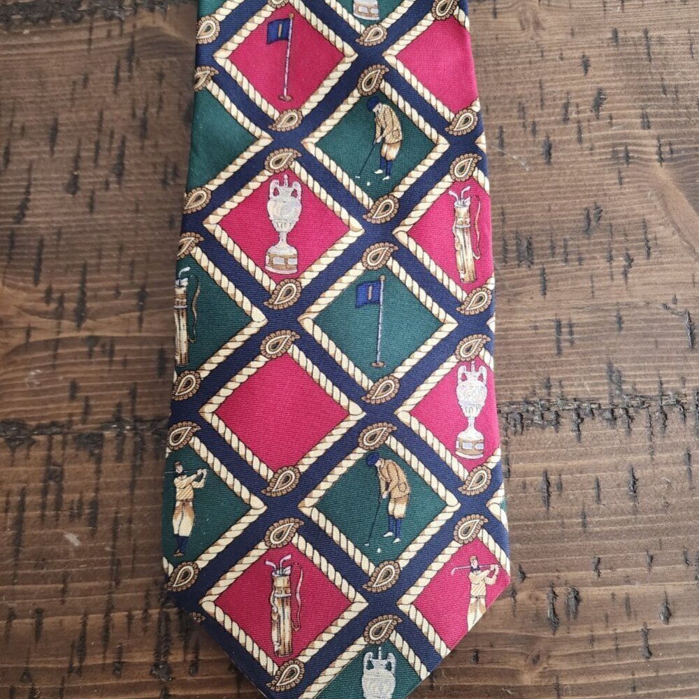 Tommy Hilfiger Classic Golf Themed Tie - Picture 2 of 5